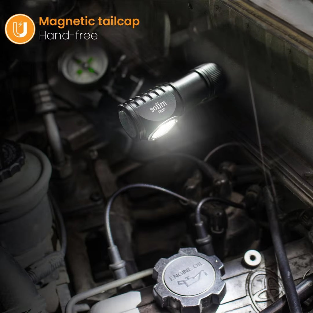 HS10 USB C Rechargeable Mini 16340 Headlamp 1100Lm TN3535 90CRI Angle Flashlight TIR Optics with Magnet Tail 2 Groups