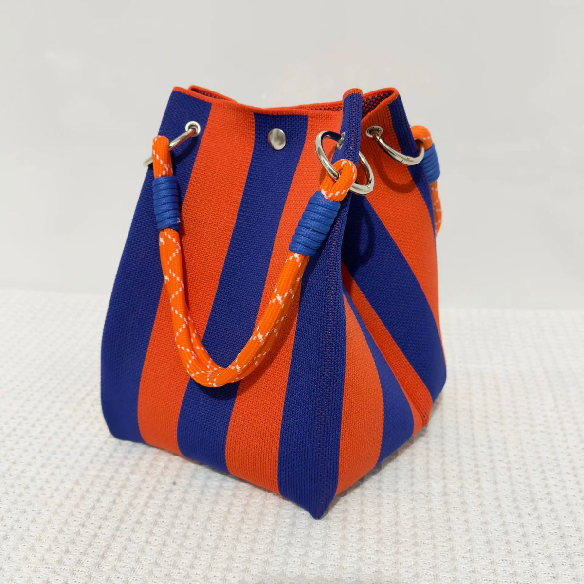 Mini Boho Woven Polyester Bucket Bag - Handmade Crochet Handbag for Travel and Daily Use, Lightweight Summer Accessory