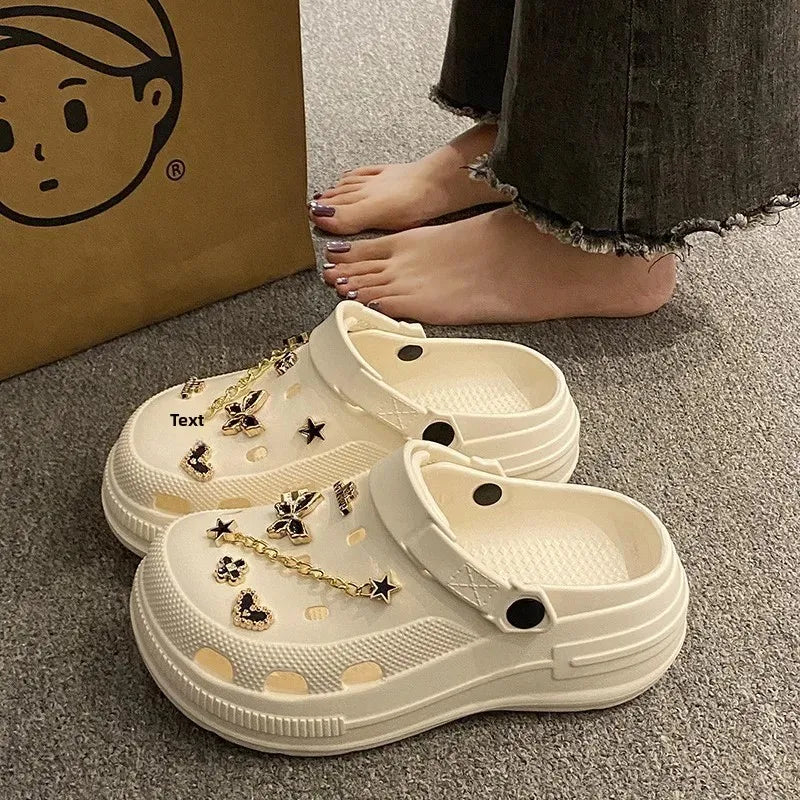 Women'S Summer 2025 New Anti-Slip Deodorant Outdoor Wear Thick Bottom EVA Comfortable Head Cover Sandals  Style Shoes