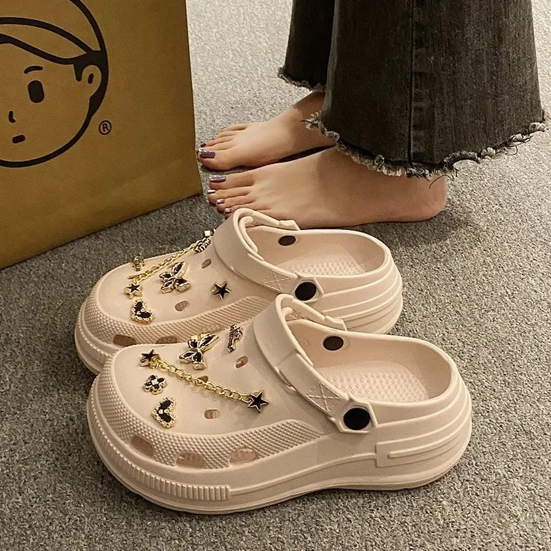 Women'S Summer 2025 New Anti-Slip Deodorant Outdoor Wear Thick Bottom EVA Comfortable Head Cover Sandals  Style Shoes