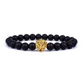 Fashion Obsidian Lion Head Charm Bracelets Men Lava Stone Zircon Prism Bracelets & Bangles for Women New Friendship Jewelry Gift