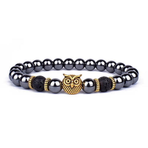 Fashion Obsidian Lion Head Charm Bracelets Men Lava Stone Zircon Prism Bracelets & Bangles for Women New Friendship Jewelry Gift