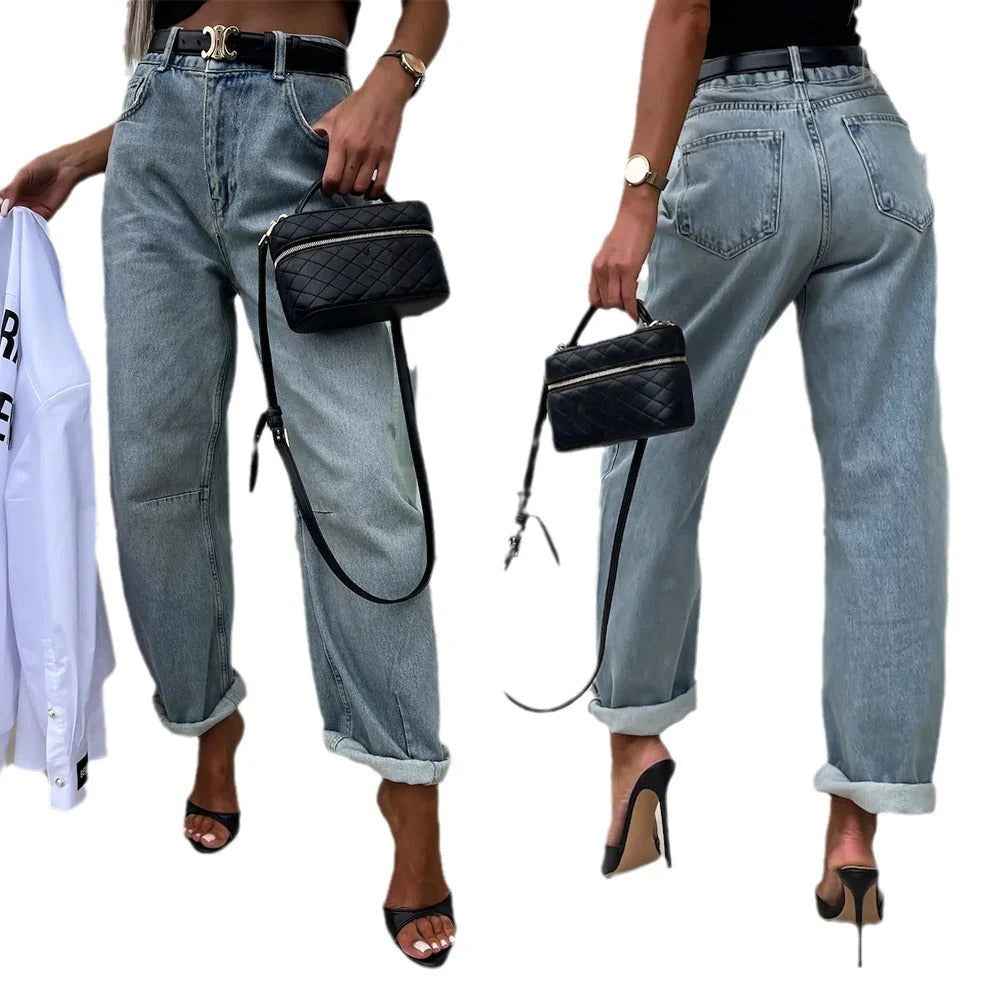 Street Hipster Casual Loose Women'S Jeans