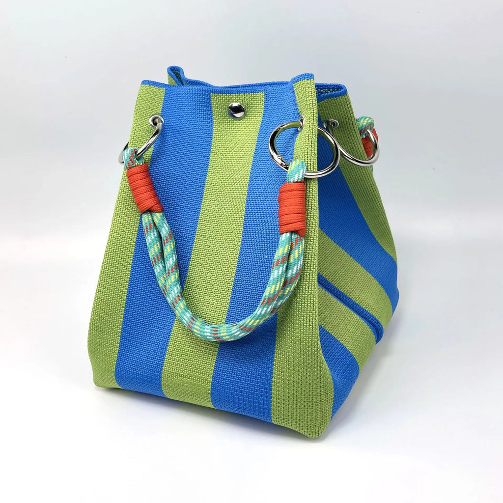 Mini Boho Woven Polyester Bucket Bag - Handmade Crochet Handbag for Travel and Daily Use, Lightweight Summer Accessory