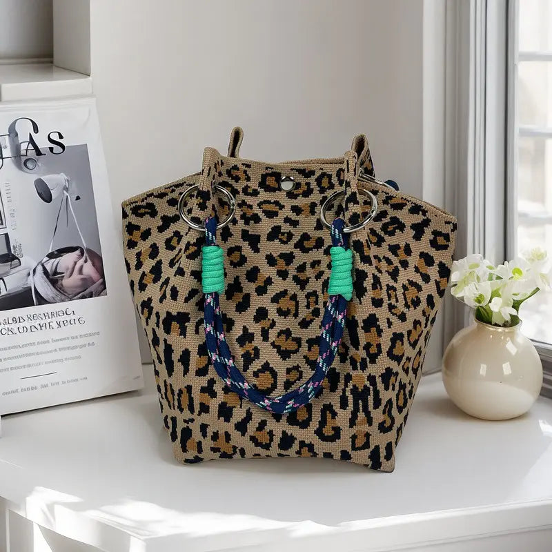 Mini Boho Woven Polyester Bucket Bag - Handmade Crochet Handbag for Travel and Daily Use, Lightweight Summer Accessory