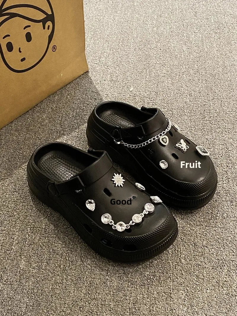 Women'S Summer 2025 New Anti-Slip Deodorant Outdoor Wear Thick Bottom EVA Comfortable Head Cover Sandals  Style Shoes