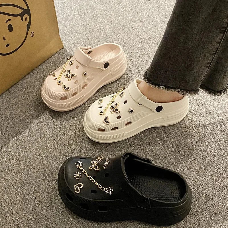 Women'S Summer 2025 New Anti-Slip Deodorant Outdoor Wear Thick Bottom EVA Comfortable Head Cover Sandals  Style Shoes